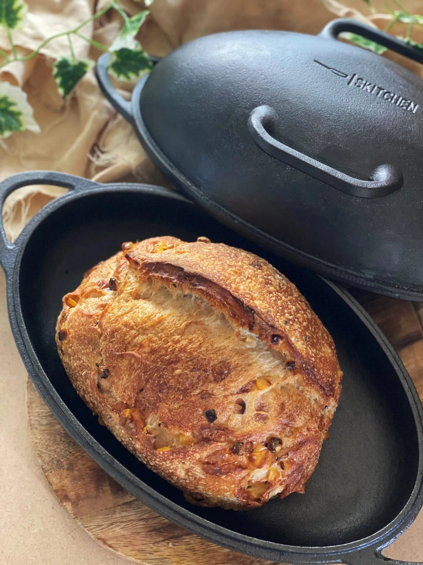 Skitchen Bakers Seasoned Cast Iron Sourdough Bread Baking Pan Regular 42cmx21cm