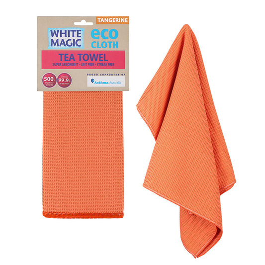 White Magic Eco Cloth Tea Towel - Tangerine